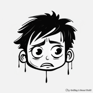 Expressive Crying Face Coloring Pages 2
