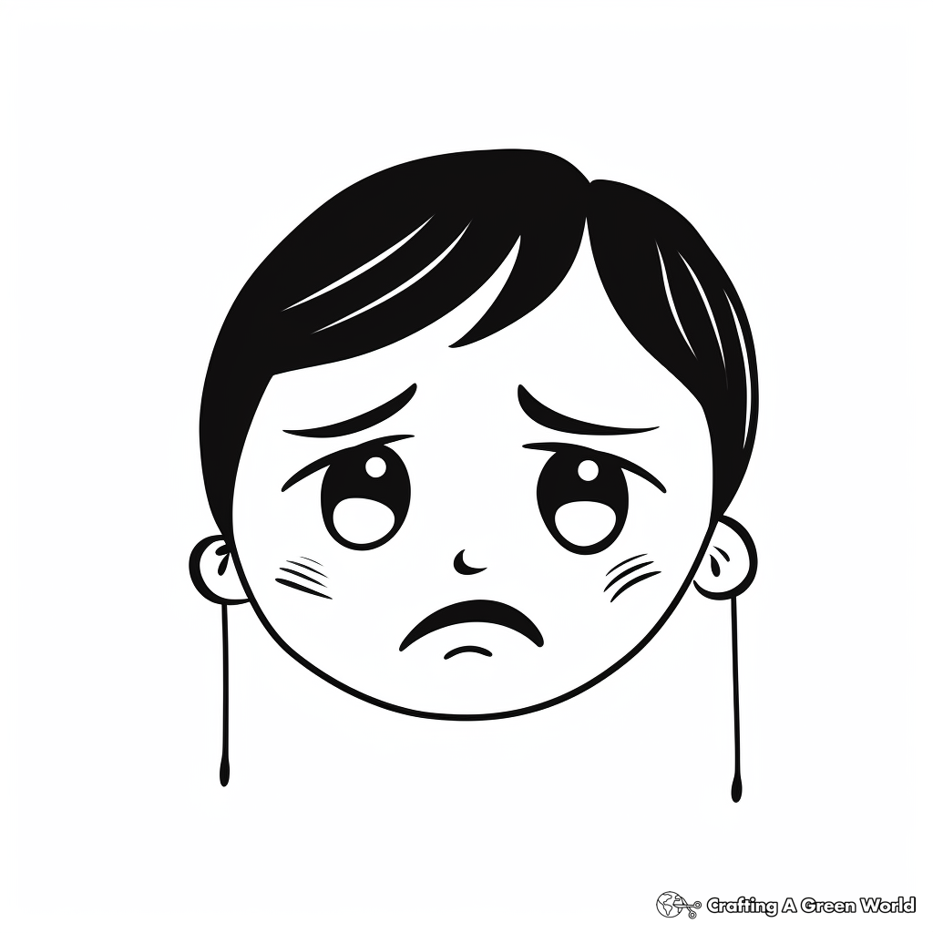 Expressive Crying Face Coloring Pages 4