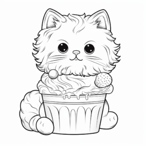 Expressive Persian Cat With Sundae Coloring Pages 2