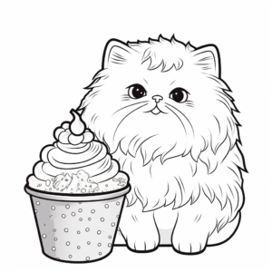Expressive Persian Cat With Sundae Coloring Pages 4