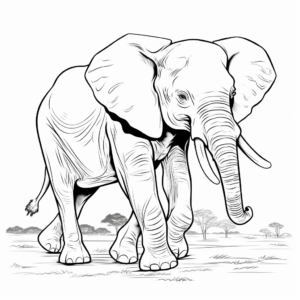 Exquisite African Elephant Coloring Pages 1