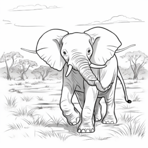 Exquisite African Elephant Coloring Pages 2