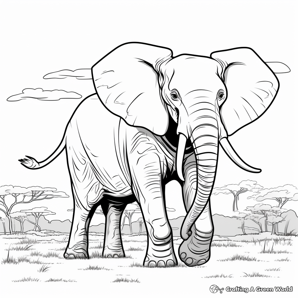 Exquisite African Elephant Coloring Pages 3