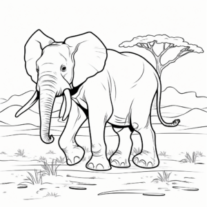 Exquisite African Elephant Coloring Pages 4