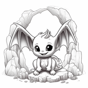 Exquisite Baby Bat in a Cave Coloring Pages 2