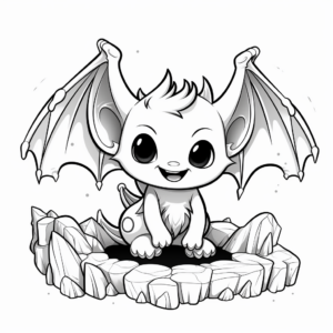 Exquisite Baby Bat in a Cave Coloring Pages 4