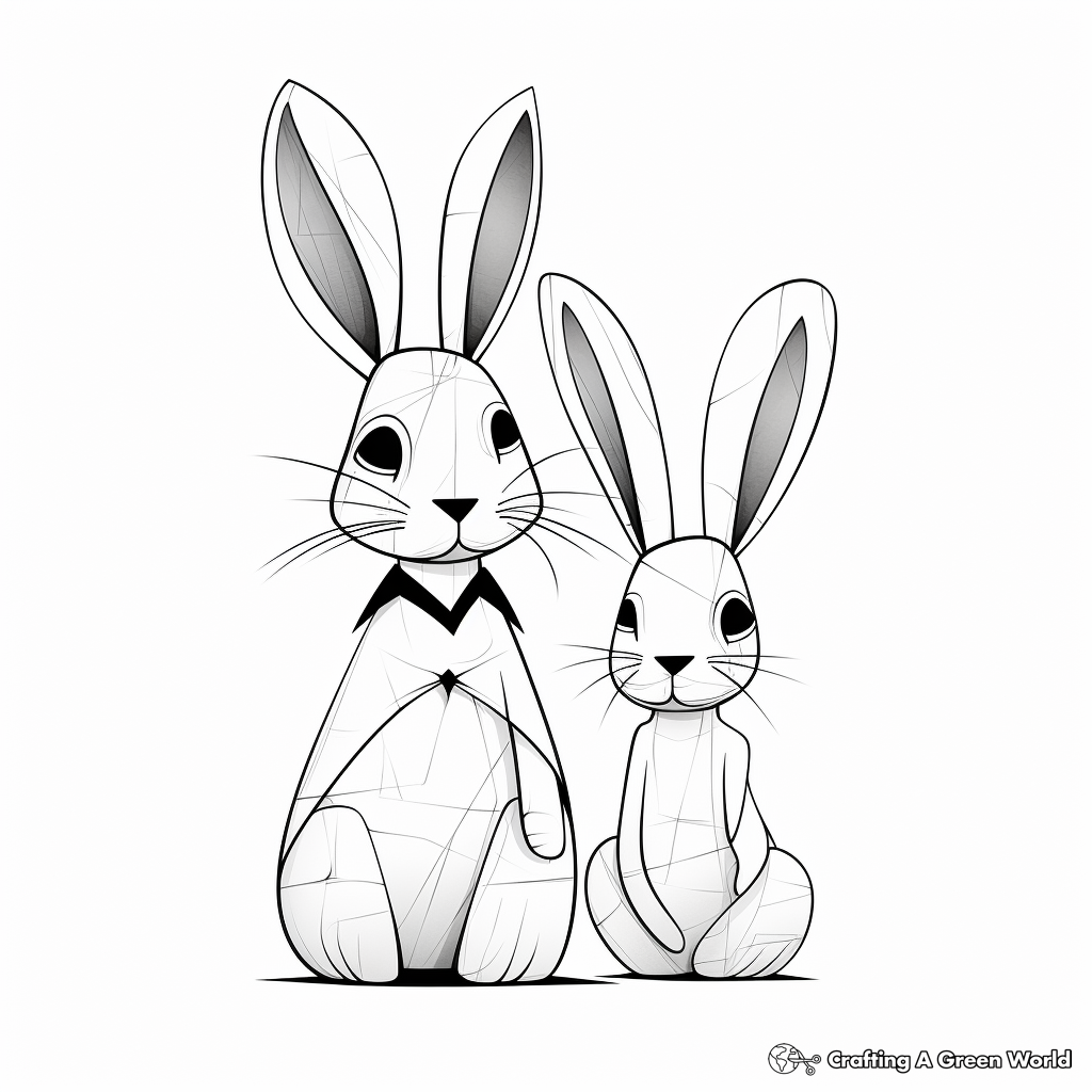 Exquisite Bunny Couple Coloring Pages for Adults 3