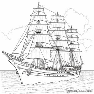 Exquisite Clipper Ship Coloring Pages 1