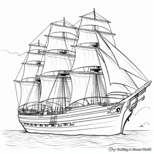 Exquisite Clipper Ship Coloring Pages 2
