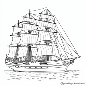 Exquisite Clipper Ship Coloring Pages 4