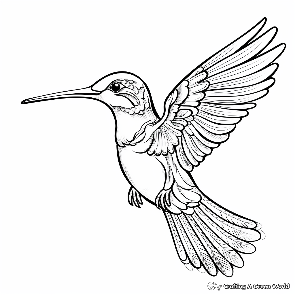 Exquisite Emerald Hummingbird Coloring Pages for Adults 3