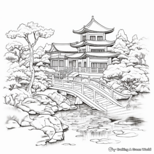 Exquisite Oriental Garden Coloring Pages 4