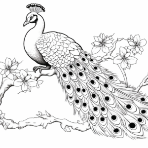 Exquisite Peacock Drinking Boba Coloring Pages 1