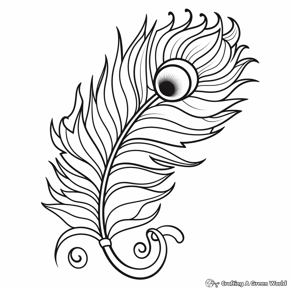 Exquisite Peacock Feather Coloring Pages 1