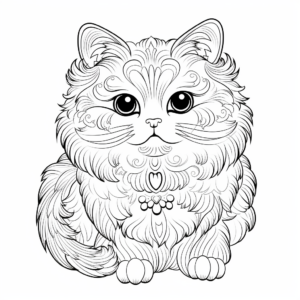 Exquisite Persian Cat Face Coloring Pages 1