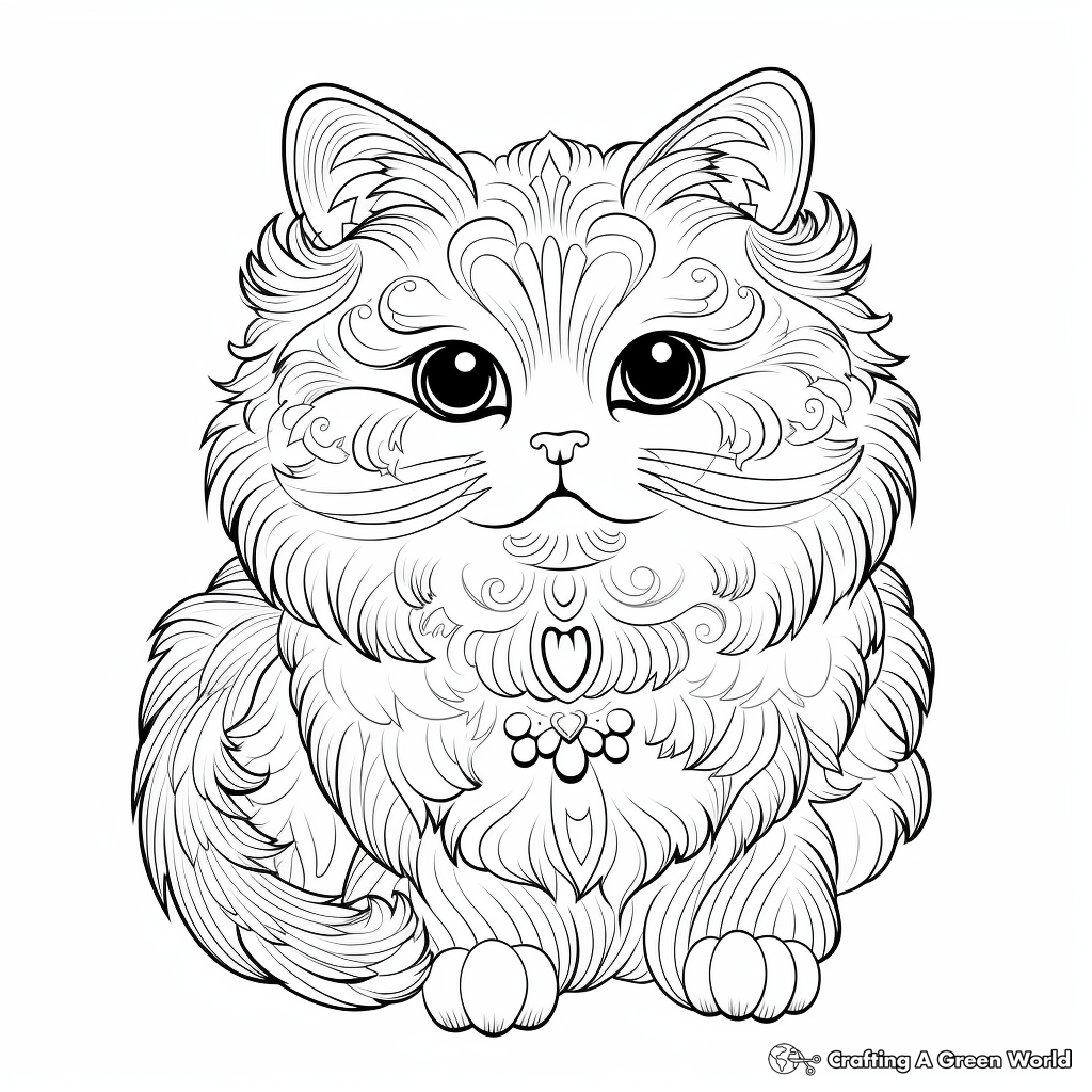 Exquisite Persian Cat Face Coloring Pages 1