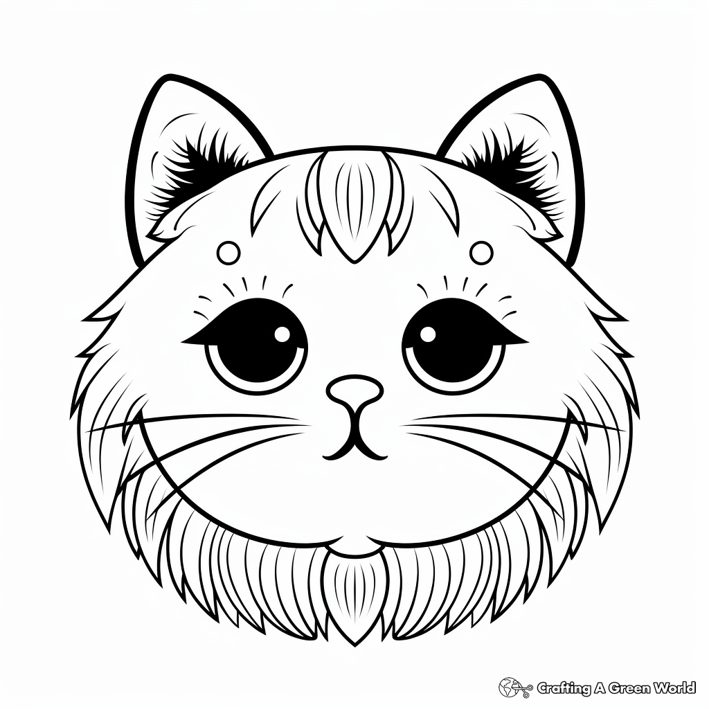 Exquisite Persian Cat Face Coloring Pages 2