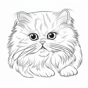 Exquisite Persian Cat Face Coloring Pages 4