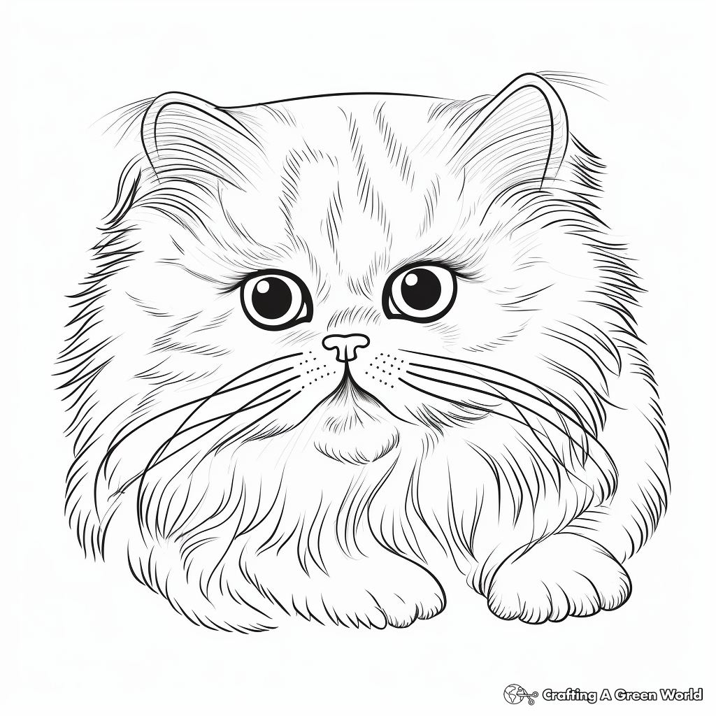 Exquisite Persian Cat Face Coloring Pages 4