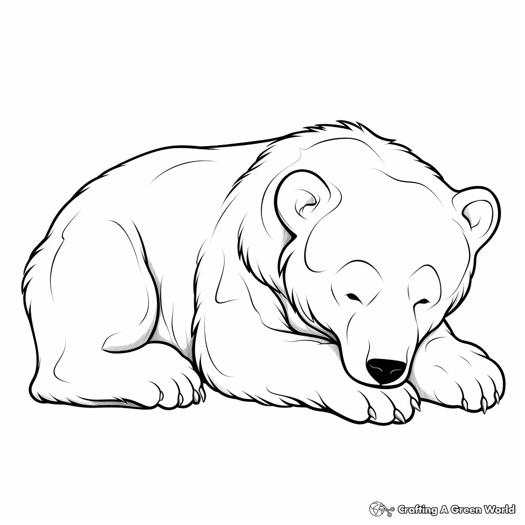 Exquisite Polar Bear Sleeping Coloring Pages 1