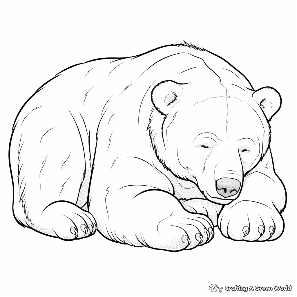 Exquisite Polar Bear Sleeping Coloring Pages 3