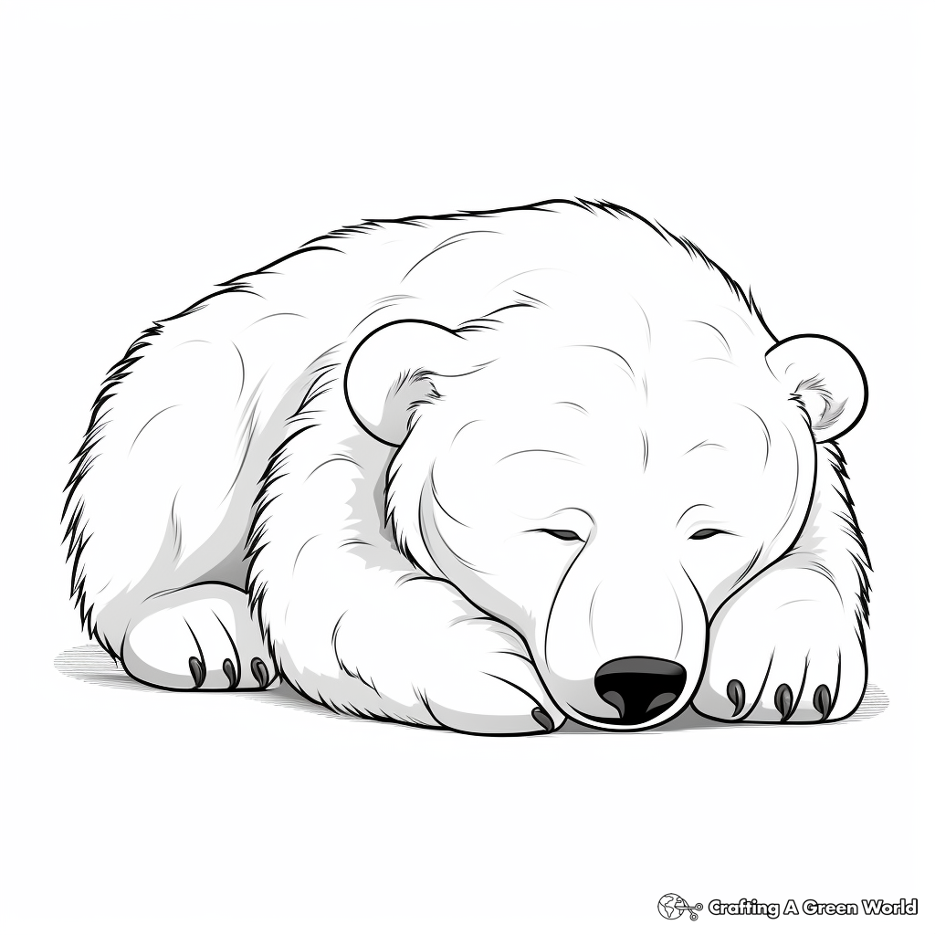Exquisite Polar Bear Sleeping Coloring Pages 4