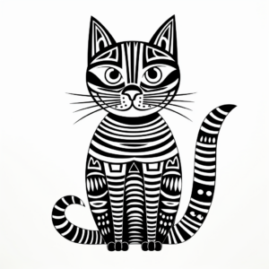 Exquisite Striped Cat Portraits Coloring Pages 1