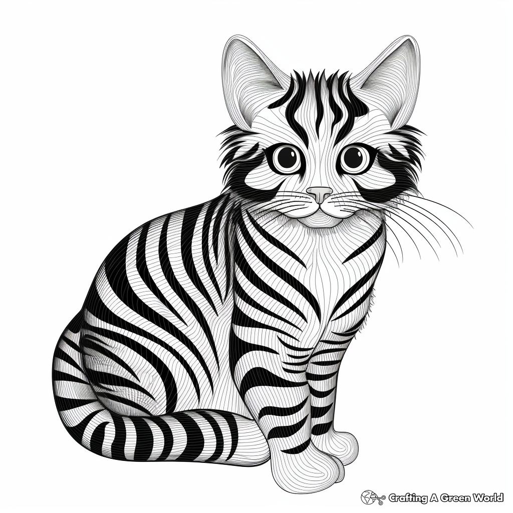 Exquisite Striped Cat Portraits Coloring Pages 2