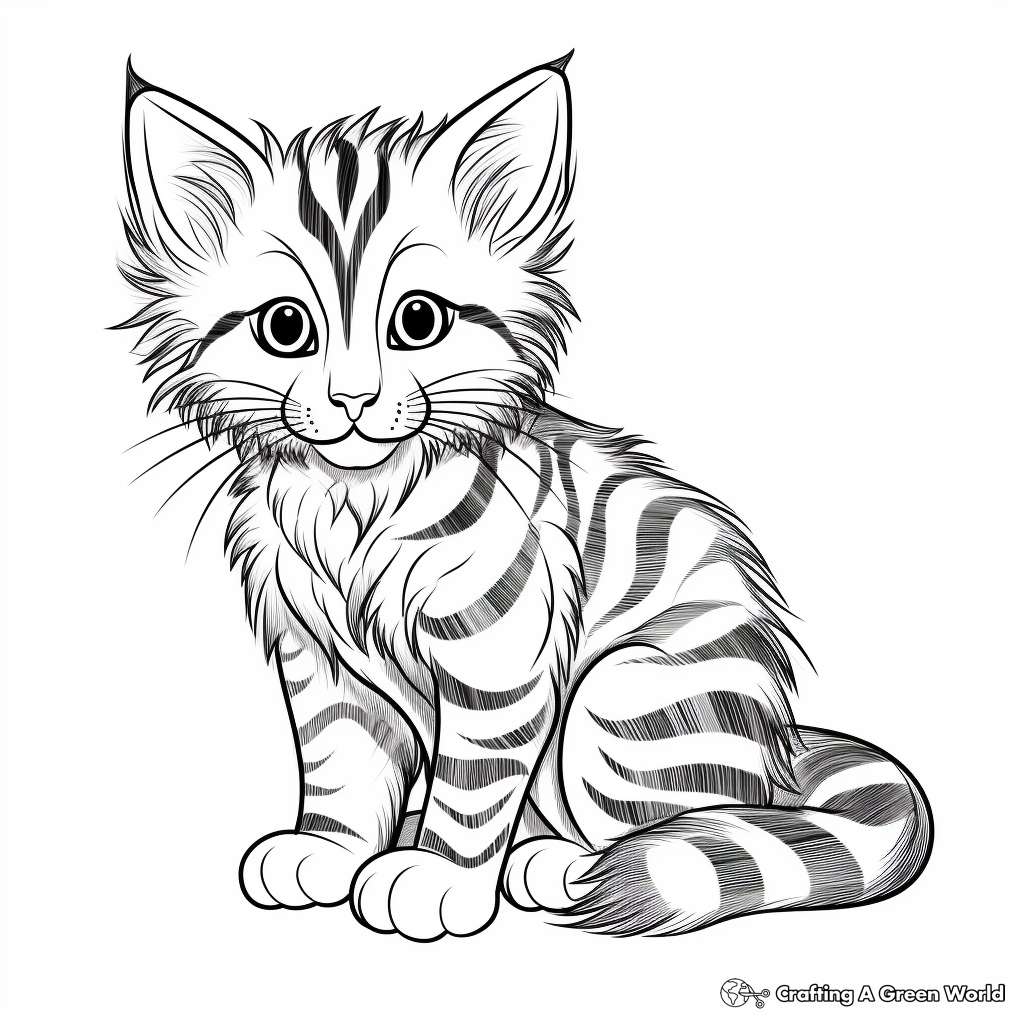 Exquisite Striped Cat Portraits Coloring Pages 3