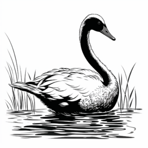 Exquisite Swan Silhouette Coloring Pages 1