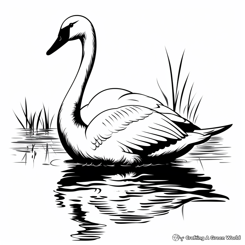 Exquisite Swan Silhouette Coloring Pages 2