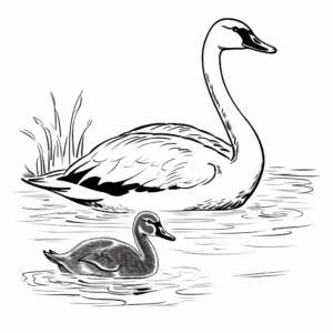 Exquisite Swan Silhouette Coloring Pages 4