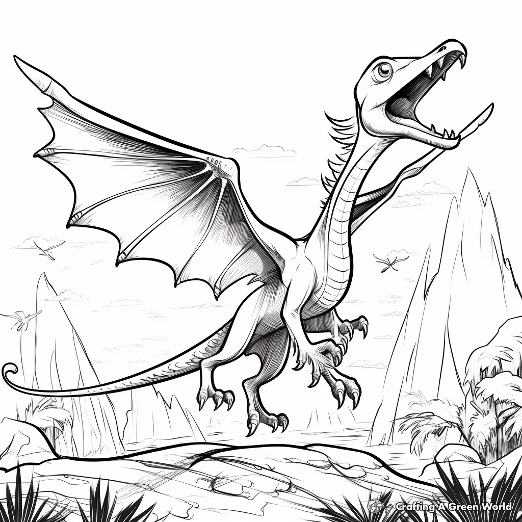 Extinct Pterodactyl Atmosphere Coloring Pages 4