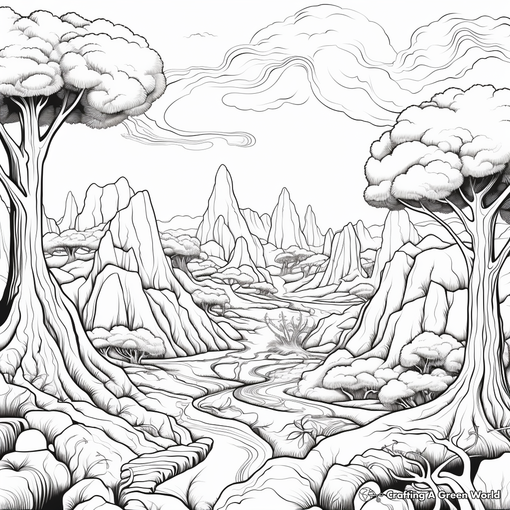 Extra-Dimensional, Fantasy Landscape Coloring Pages 2