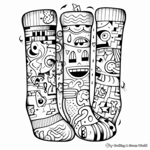 Extraordinary Patterned Socks Coloring Pages 2