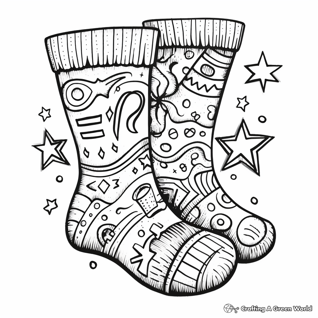 Extraordinary Patterned Socks Coloring Pages 3