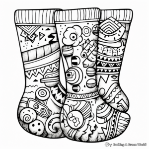 Extraordinary Patterned Socks Coloring Pages 4