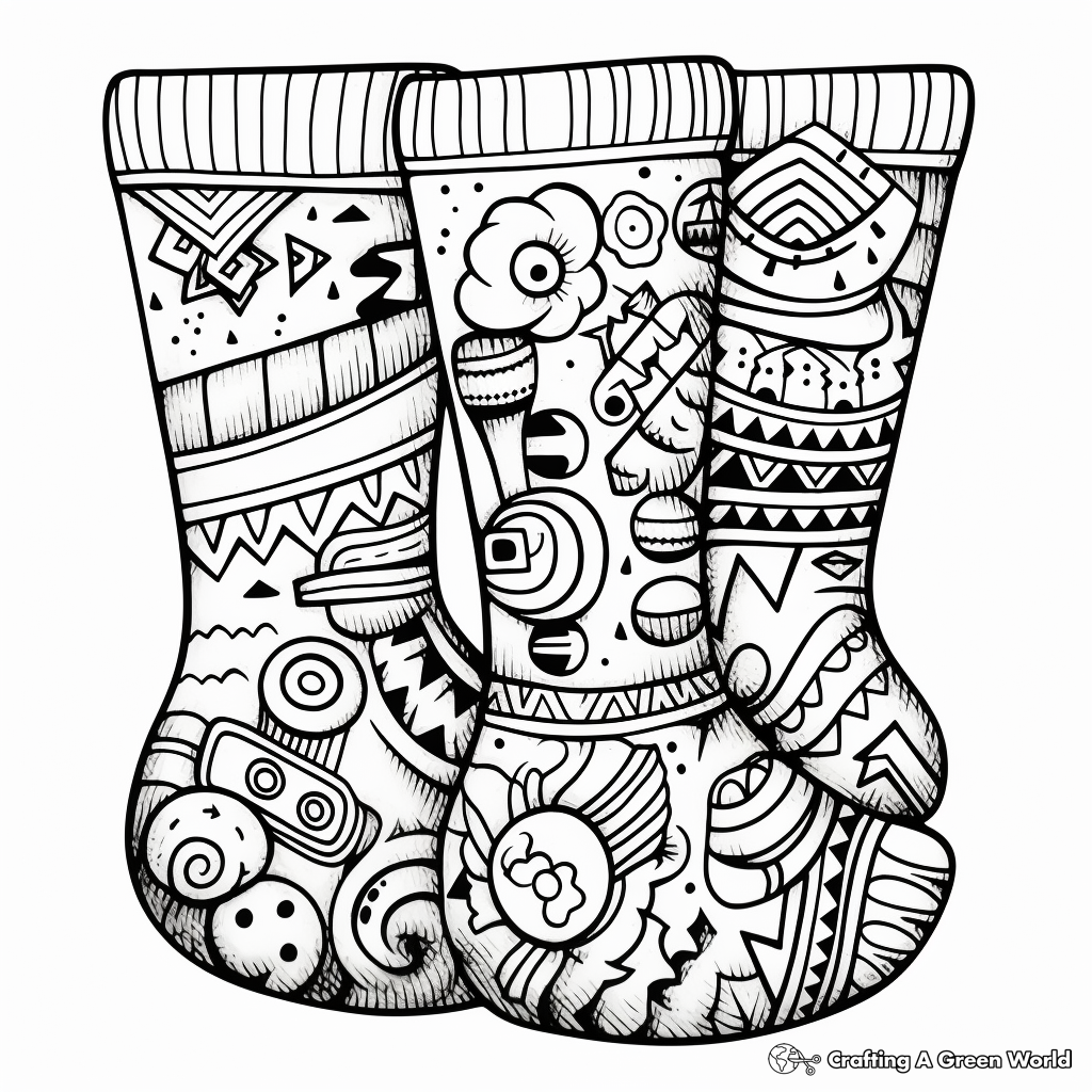 Extraordinary Patterned Socks Coloring Pages 4