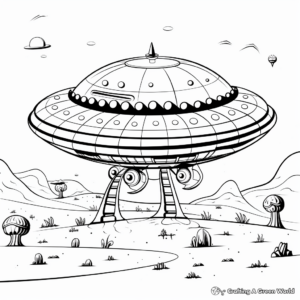 Extraterrestrial Encounter: First Contact Spaceship Coloring Pages 3