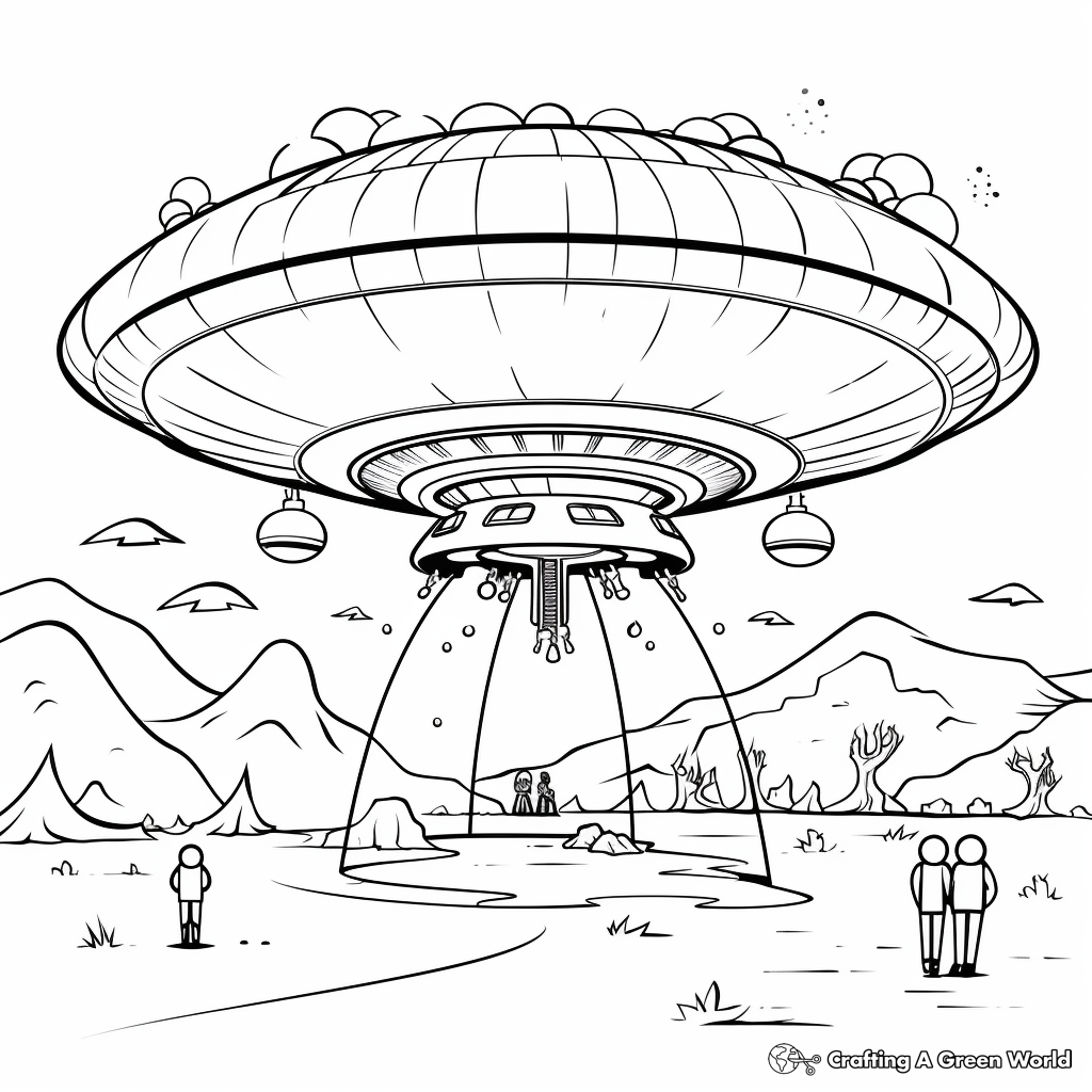 Extraterrestrial Encounter: First Contact Spaceship Coloring Pages 4