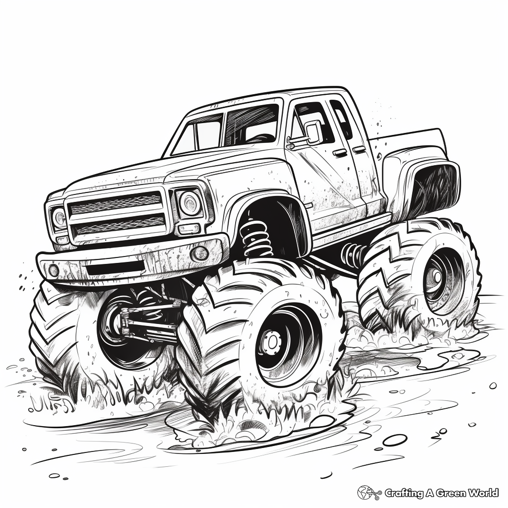 Extreme All-Terrain Mud Truck Coloring Sheets 2