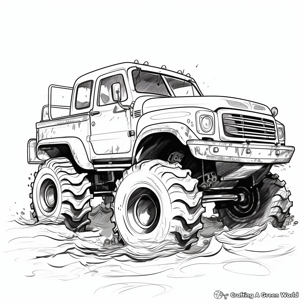 Extreme All-Terrain Mud Truck Coloring Sheets 3