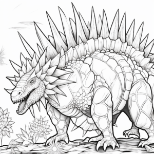 Extreme Detailed Stegosaurus Coloring Pages for Adults 1