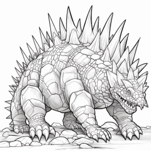 Extreme Detailed Stegosaurus Coloring Pages for Adults 2