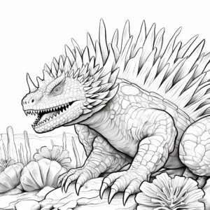Extreme Detailed Stegosaurus Coloring Pages for Adults 4