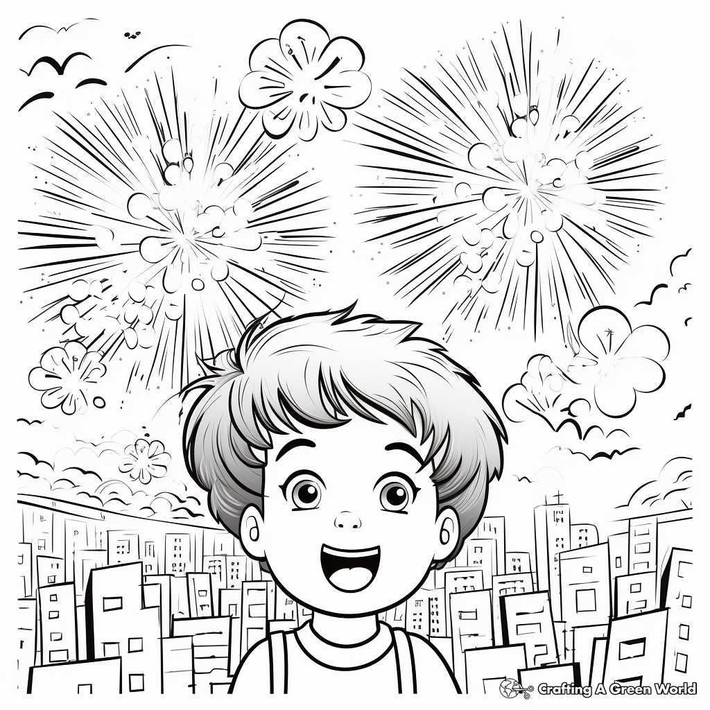 Eye-Catching Fireworks Coloring Pages 4