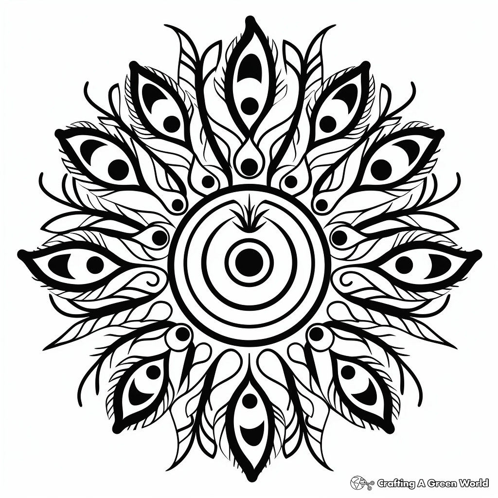 Eye-Catching Peacock Mandala Coloring Pages 1