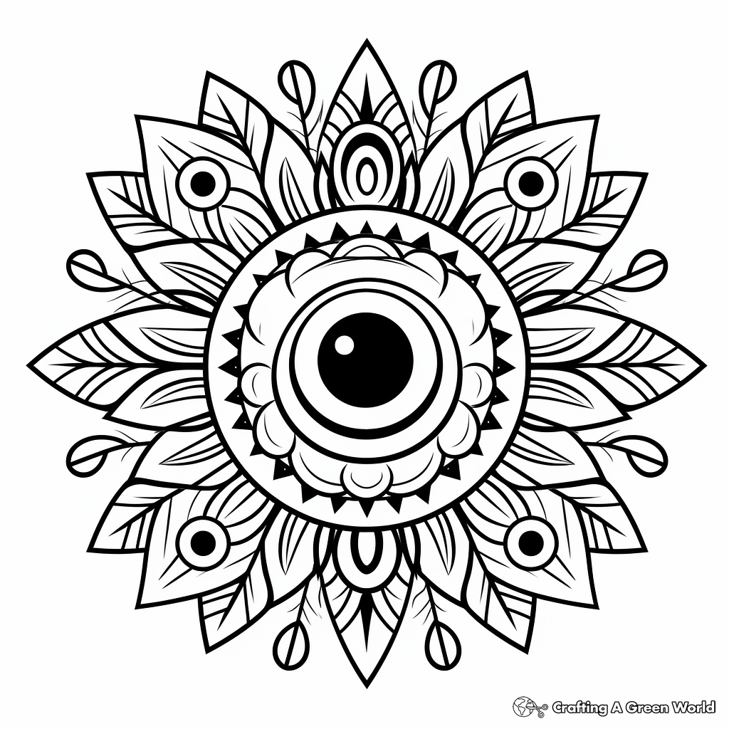 Eye-Catching Peacock Mandala Coloring Pages 2