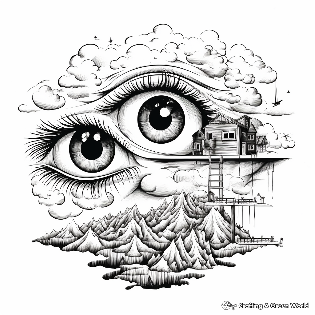 Eye in the Sky: Bird Eye-Scene Coloring Pages 3