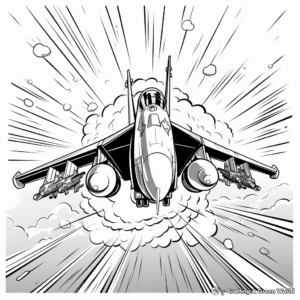 F18 Bomb Release Action Coloring Pages 1